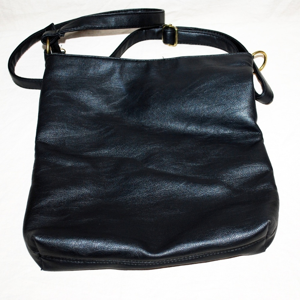 Black Leather Rhinestone Crossbody Bag - Picture 3 of 4